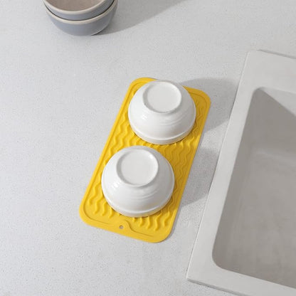 MicoYang Silicone Dish Drying Mat for Multiple Usage,Easy clean,Eco-friendly,Heat-resistant Silicone Mat for Kitchen Counter or Sink,Refrigerator or Drawer Liner Yellow S 12 inches x 6 inches - Image 6