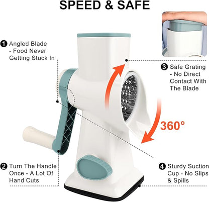 Cheese Grater Box Grater (Rotary hand safeguard White) - Image 5