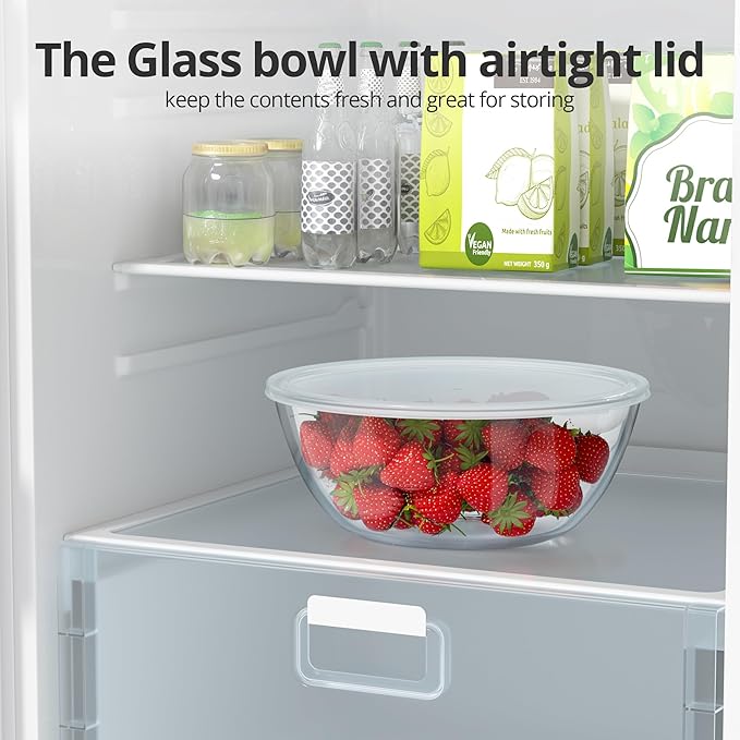 4.7 Qt Extra Large Glass Mixing Bowls Clear Glass Salad Cooking Bowls for Kitchen Salad Bread Storage - Image 5