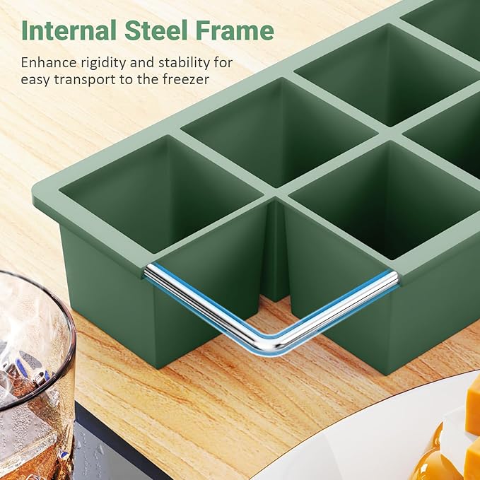 Large Ice Cube Trays for Whiskey: GGOW Big Silicone Ice Cube Trays - Huge Square Ice Cubed Tray for Whisky and Cocktail - Image 3