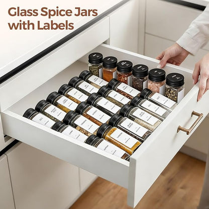 ComSaf Glass Spice Jars with Label, 24Pcs 4oz, 93 Labels, a Metal Funnel, Extra Shaker Lids, Empty Spice Containers and Square Spice Bottles for Kitchen and Seasoning - Image 8