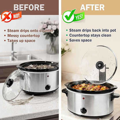 Crock Pot Lid Holder - 2 Pack Space-Saving Slow Cooker Lid Rack - Anti-Spill Support for Pre/Post Meal Tasks, Fits Most Lids for Home & Apartment Kitchens