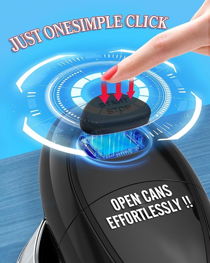 Electric Can Opener, One-Touch Automatic Hands Free Can Opener with Smooth Edge, Battery Operated, Safe & Easy for Seniors with Arthritis, Kitchen, Left-Handed & Weak Hands (Black) - Image 4
