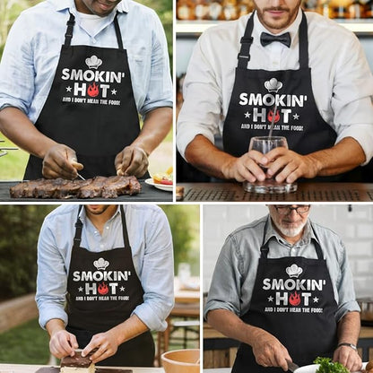 SANDJEST Funny Mens Aprons with Pockets for BBQ Grilling Cooking Grandpa Husband Apron for Birthday Christmas Father's Day