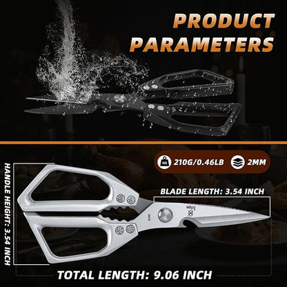 Kitchen Scissors Set - Heavy Duty Japanese Style, Dishwasher Safe, All Purpose Meat Cutting Shears, Sharp Food Scissors for Chicken Bones, Turkey, Fish & Vegetables - Image 4
