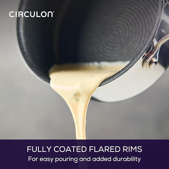 Circulon C1 Series Stainless Steel Plated Non-Stick Cookware with ScratchDefense Technology with Lid, Safe for Metal Utensils, 1.5 Litre, Polished Stainless Steel