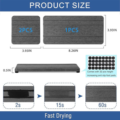 3PCS Water Absorbing Stone Tray, DryingNeat Diatomite Stone Sink Tray, Instant Dry Sink Coasters, Kitchen Sponge Hand Soap Holder, Countertop Fast Drying Counter Trays,8 * 4inch and 4 * 4inch - Image 6