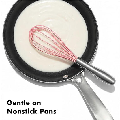 OYV 10-Inch Pink Silicone Whisk, Heat Resistant 480°F Kitchen Whisk with Stainless Steel Ergonomic Handle, Non-Scratch for Nonstick Cookware, Dishwasher Safe, Perfect for Blending, Cooking & Beating - Image 2