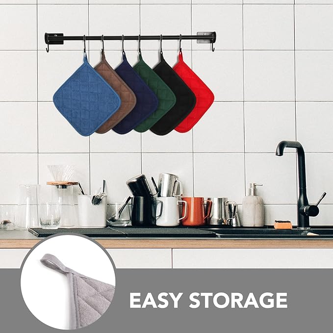 Joyhalo 4 Pack Pot Holders for Kitchen,Cotton Oven Holder with Great Heat Resistance,Non Slip Hot Pads for Kitchen Clearance,Grey - Image 6