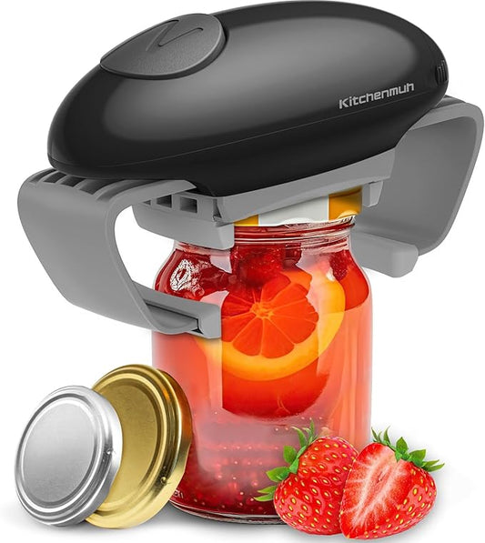 Higher Torque Electric Jar Opener for Seniors with Arthritis Fit Almost Jars Size, Strong Tough Automatic Jar Opener for Weak Hands, Hands Free Battery Operated Bottle Opener for Arthritic Hands Black by Home