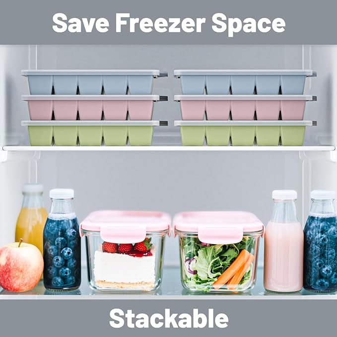 Silicone Ice Cube Tray 3 Pack - EASY RELEASE ice cube tray with lid, BPA Free Ice Cubes Trays for Freezer,ice cube mold for Cocktail,Whiskey (Blue+Pink+Green) - Image 6