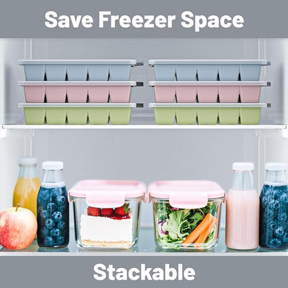 Silicone Ice Cube Tray 3 Pack - EASY RELEASE ice cube tray with lid, BPA Free Ice Cubes Trays for Freezer,ice cube mold for Cocktail,Whiskey (Blue+Pink+Green) - Image 6