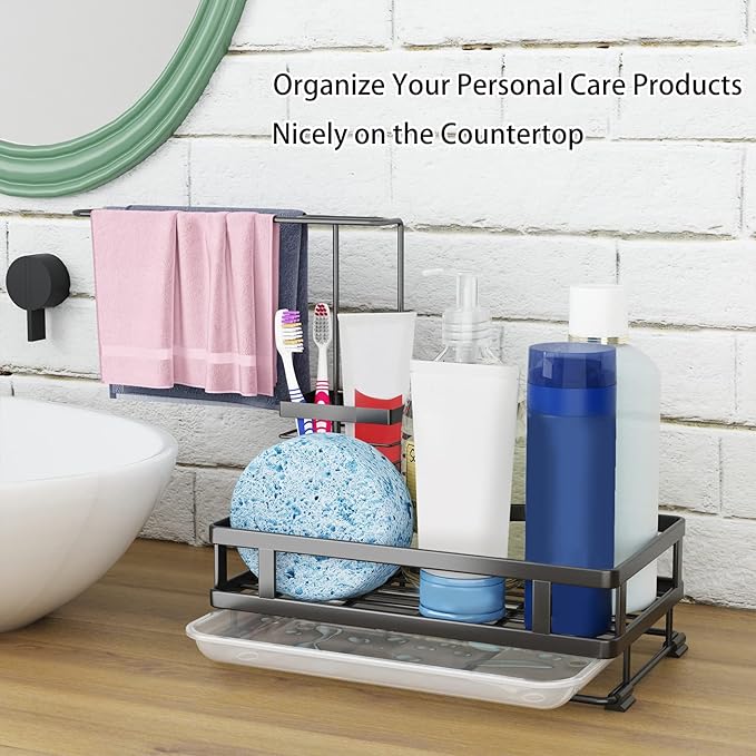 Godboat Kitchen Sink Organizer with Brush Rack, 304 Stainless Steel Dish Soap Dispenser, Sponge Holder for Kitchen Sink, Sink Caddy with Drain-Pan, Cool Kitchen Gadgets & Gifts for Women, Christmas - Image 6