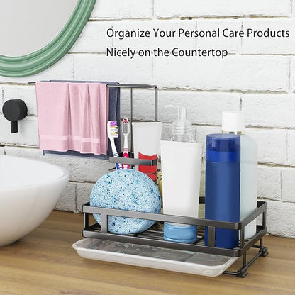 Godboat Kitchen Sink Organizer with Brush Rack, 304 Stainless Steel Dish Soap Dispenser, Sponge Holder for Kitchen Sink, Sink Caddy with Drain-Pan, Cool Kitchen Gadgets & Gifts for Women, Christmas - Image 6