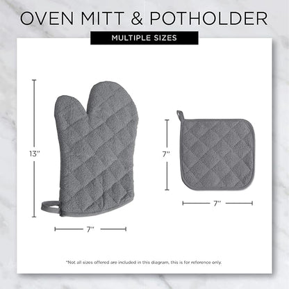 DII Basic Terry Collection 100% Cotton Quilted, Oven Mitt, Storm Blue, 2 Piece