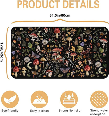 Kitchen Countertop Dish Drying Mat,Super Absorbent Coffee Bar Mat for Maker Espresso Machine, Anti-Slip Accessories for Kitchen Countertops 17x31 Inch