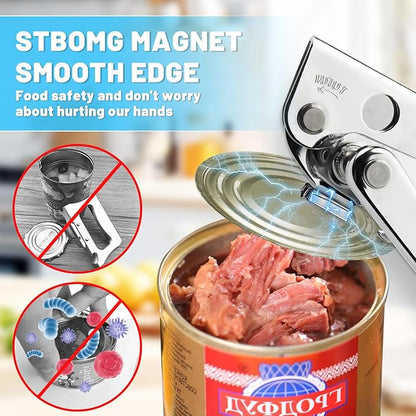 Commercial Can Opener,Stainless Steel Heavy Duty Hand Crank Manual Can Openers with Comfortable Extra-long Handles,Ergonomic Design,Black - Image 6