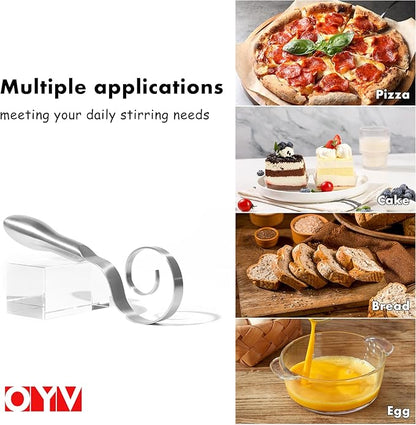 OYV Seamless Dough Whisk, 18/10 Stainless Steel Danish Dough Wisk, 9" Bread Whisk for Sourdough, Cookies, Pizza, Pastry, Dishwasher Safe Dough Hook - Image 8