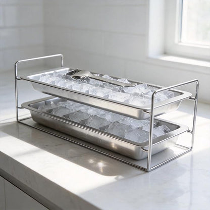 Stainless Steel Ice Cube Tray - 36-Cavity Large-Easy-Release Lever for Whiskey & Cocktails, Stackable Plastic-Free Freezer Mold, Rustproof & Dishwasher Safe