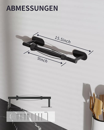 Paper Towel Holder Under Cabinet, Self Adhesive or Wall Mount for Kitchen Bathroom, Stainless Steel Paper Towel Holders with Damping Effect, Single Hand Operable (Matte Black) - Image 8