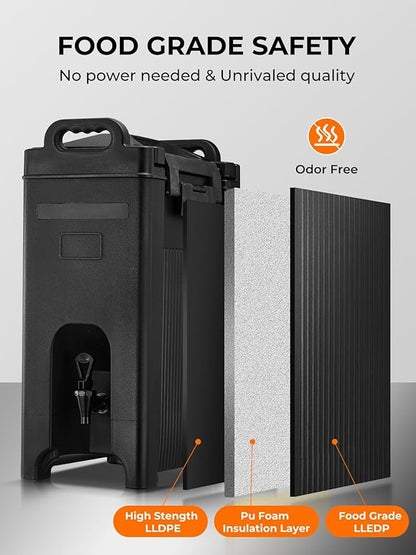 Insulated Beverage Dispenser 5 Gal, Commercial Hot/Cold Drink Dispenser for Coffee Shop, Large Parties, Church Gatherings, Camping, Heavy Duty Beverage Cooler with Faucet for Outdoor (No Electricity) - Image 7