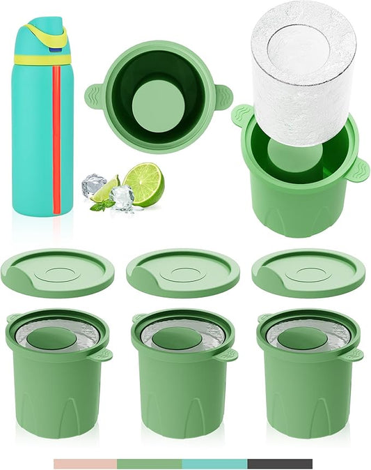 Ice Molds for Owala 24-40oz, Set of 3, Food-Grade Soft Silicone, No White Residue, Easy to Release, Straw Placement Compatible with Owala FreeSip, Keeps Drinks Cold Longer (Green)