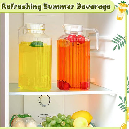 Panitay 4 Pcs 51 Ounces Plastic Pitcher with Lid Clear Acrylic Refrigerator Safe Pitcher Shatter Proof Juice Containers with Lids for Water Milk Sangria Lemonade Cold Drinks - Image 4