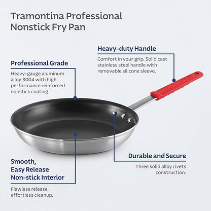 Tramontina Professional 12-Inch Non Stick Large Frying Pan, Heavy-Gauge Aluminum Skillet with Reinforced Nonstick Coating, Red Handle, Dishwasher and Oven Safe - Image 3