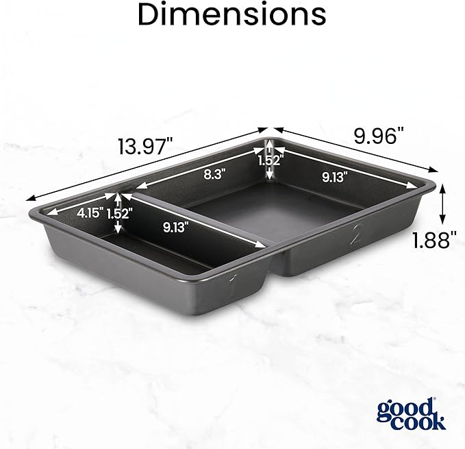 GoodCook Divided Baking Sheet Premium Carbon Steel Nonstick Pan, 9 x 13-Inch
