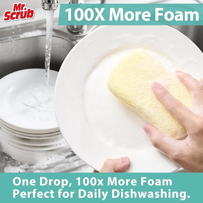 Mr. Scrub Kitchen Sponges, Dish Scrub Sponge 12 Pack Odor-Resistant, Quick-Drying, Non-Scratch for Washing Dishes, Pans, Pots & Nonstick Cookware
