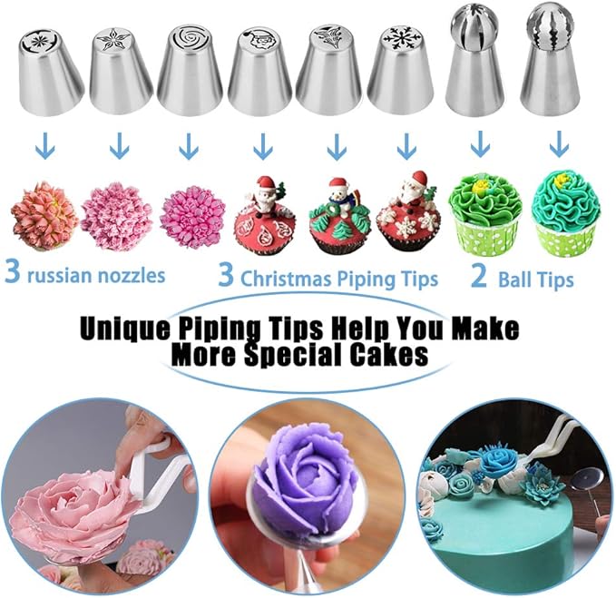 Cake Decorating Kit Cake Decorating Supplies, 515 PCS Baking Supplies Set with 3 Springform Pan Sets, 66 Icing Piping Nozzles, Cake Rotating Turntable, Piping Bags, Birthday Gifts for Mom Wife - Image 4