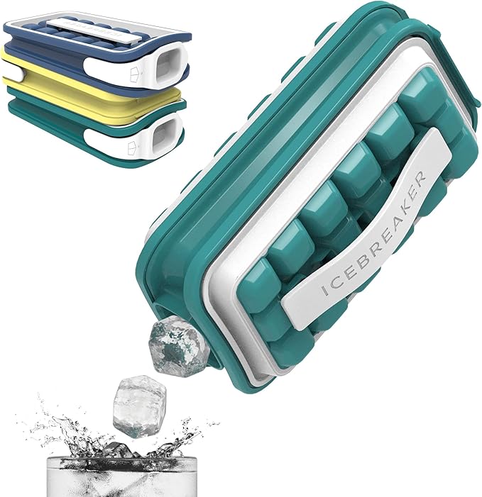 ICEBREAKER POP - 4 IN 1 - DISPENSER - MAKER - BIN - ICE PACK - Make And Serve Ice Without Ever Touching The Ice - The Sanitary Silicone Ice Tray for Freezer With Lid - Ice Cube by ICEBREAKER