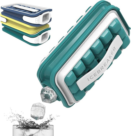 ICEBREAKER POP - 4 IN 1 - DISPENSER - MAKER - BIN - ICE PACK - Make And Serve Ice Without Ever Touching The Ice - The Sanitary Silicone Ice Tray for Freezer With Lid - Ice Cube by ICEBREAKER
