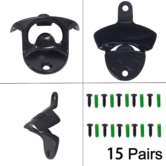 15 Packs Classic Beer Top Opener Wall Mounted Black Screw in Bottle Cap Opener Stainless - Handy Table Mount Beer Cap Opener Stainless Bulk - Image 5
