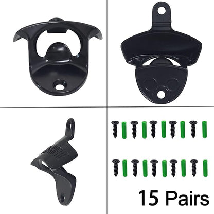 15 Packs Classic Beer Top Opener Wall Mounted Black Screw in Bottle Cap Opener Stainless - Handy Table Mount Beer Cap Opener Stainless Bulk - Image 5