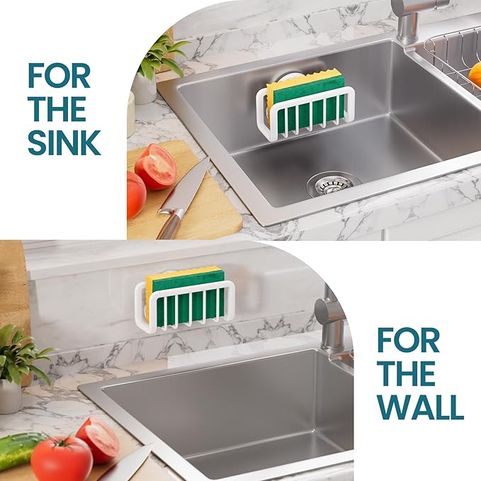 TAILI Sponge Holder for Kitchen Sink with Strong Suction Cup, Rustproof Aluminum Sink Caddy for Sponges, Removable Sponge Holder, Dish Brush for Scraper - Gold - Image 6