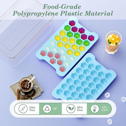 Mini Ice Cube Tray for Freezer: Small Plastic Ice Cubes Trays for Freezer with Box - Easy Release Stackable Mini Ice Cube Maker - Nugget Ice Trays for Freezer with Ice Container - Image 2