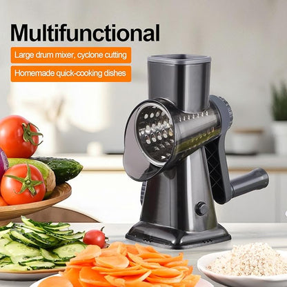 Rotary Cheese Grater Hand Crank with Suction Base, 3-in-1 Cheese Shredder for Cheese, Vegetables & Nuts, Easy to Clean (black) - Image 7