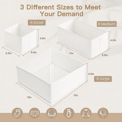 Criusia Drawer Organizer Clothes, 24 Pack Dresser Organizer for Baby Clothes, Underwear, Sock- Foldable Closet Organization and Storage Dividers Bins for Nursery, Bedroom and Dorm (White) - Image 3