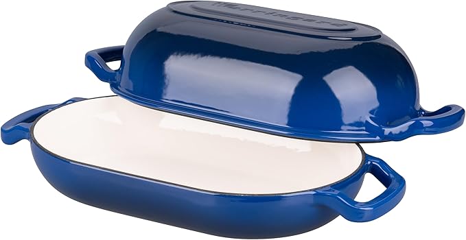 VORRINGARD Enameled Cast Iron Sourdough Bread Oven, Dutch Oven, Loaf Cast Iron Bread Pan for Homemade Bread Baking, Meatloaf Pan with Lid, 7QT, Blue - Image 5