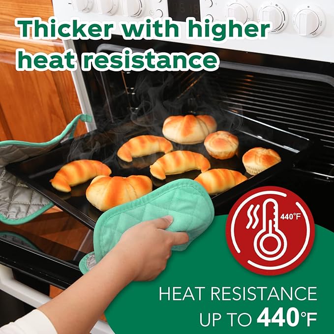 Joyhalo 6 Pack Pot Holders for Kitchen,Cotton Oven Holder with Great Heat Resistance,Non Slip Hot Pads for Kitchen Clearance,Aqua - Image 4