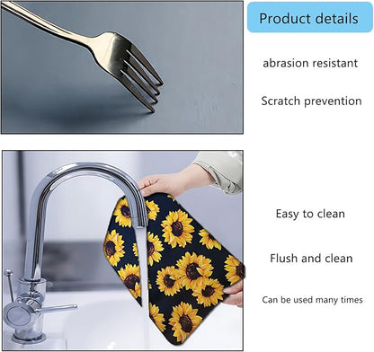 Dish Drying Mat Foldable Fall Kitchen Drying Mat Absorbent Sink Mat Multi-Purpose Coffee Pad Easy To Clean,Kitchen Gadgets,sunflower decor(sunflower) (16inches*18inches)