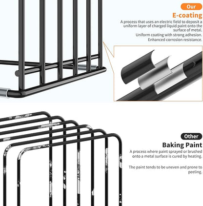 KORRTFID Kitchen Cabinet Organizer, Steel Cookware Holder, Divided Holder with 5 Slots for Skillets Baking Tray and Chopping Board Rack - Baking Pan Holder Storage (2 PCS) - Image 8