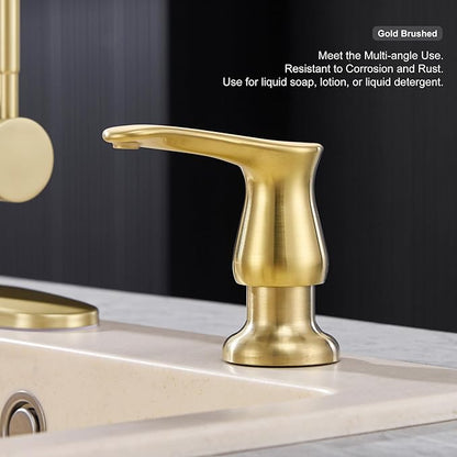 GAGALIFE Kitchen Sink Soap Dispenser Gold, Built in Soap Dispenser with 17 OZ Bottle, Refill from The Top, Liquid Dispenser for Kitchen Sink - Image 8