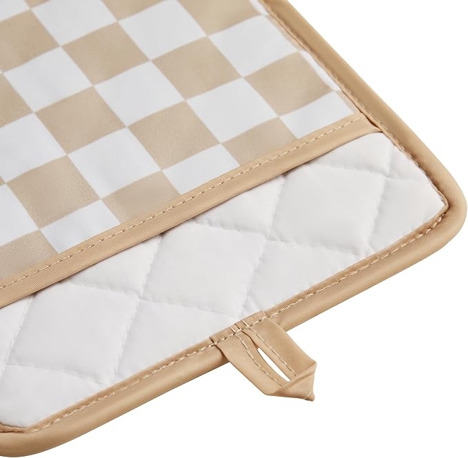 Ohocut Beige Checkered Pot Holder, Checkerboard Potholders for Kitchen, Silicone Pot Holders with Pocket for Kitchen Clearance 2 Pack Set, Hot Pads and Oven Mitts for Cooking Baking - Image 5