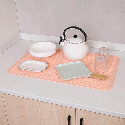 MicoYang Silicone Dish Drying Mat for Multiple Usage,Easy clean,Eco-friendly,Heat-resistant Silicone Mat for Kitchen Counter or Sink,Refrigerator or Drawer Liner Pink 3XL 28 inches x 18 inches - Image 7
