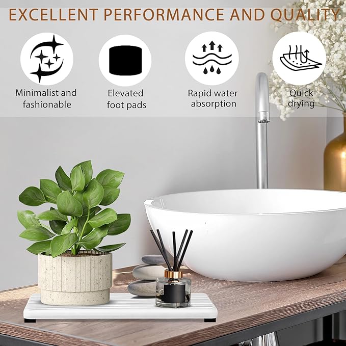 3PCS Water Absorbing Stone Tray, Fast Drying Stone Sink Tray, Stones Soap Trays, Water Absorbent Diatomite Trays, Diatomite Coasters for Kitchen Sink Bathroom Counter, Hand Soap Dish & Holders - Image 4