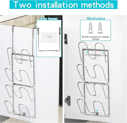 YQh The-Cabinet Pot Lid Organizer,Door Mounted Pot cover rack,Pot Lid Storage,Cabinet-Hanging Type Pot Lid Rack,304 stainless steel Pot cover support in kitchen, cabinet and food cabinet - Image 4