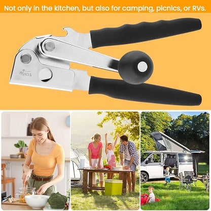 Commercial Can Opener, Crank Can Openers Manual, Heavy Duty Handheld Stainless Steel Cans Opener Bottle Openers with Long 360° Turn Wheel Handle for Seniors Kitchen(SIZE:Magnetic)