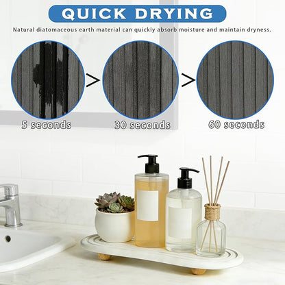 Instant Dry Sink Tray, Anti-Slip Stone Sink Caddy, Durable Kitchen Sink Organizer, Quick Dry Water Absorbing Stone Tray for Bathroom Counter, Stone Soap Tray